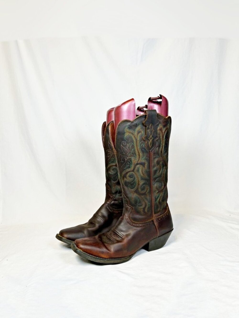 Justin Womens Brown Leather Square Toe 12" Stampede Cowgirl Western Boots~9.5~